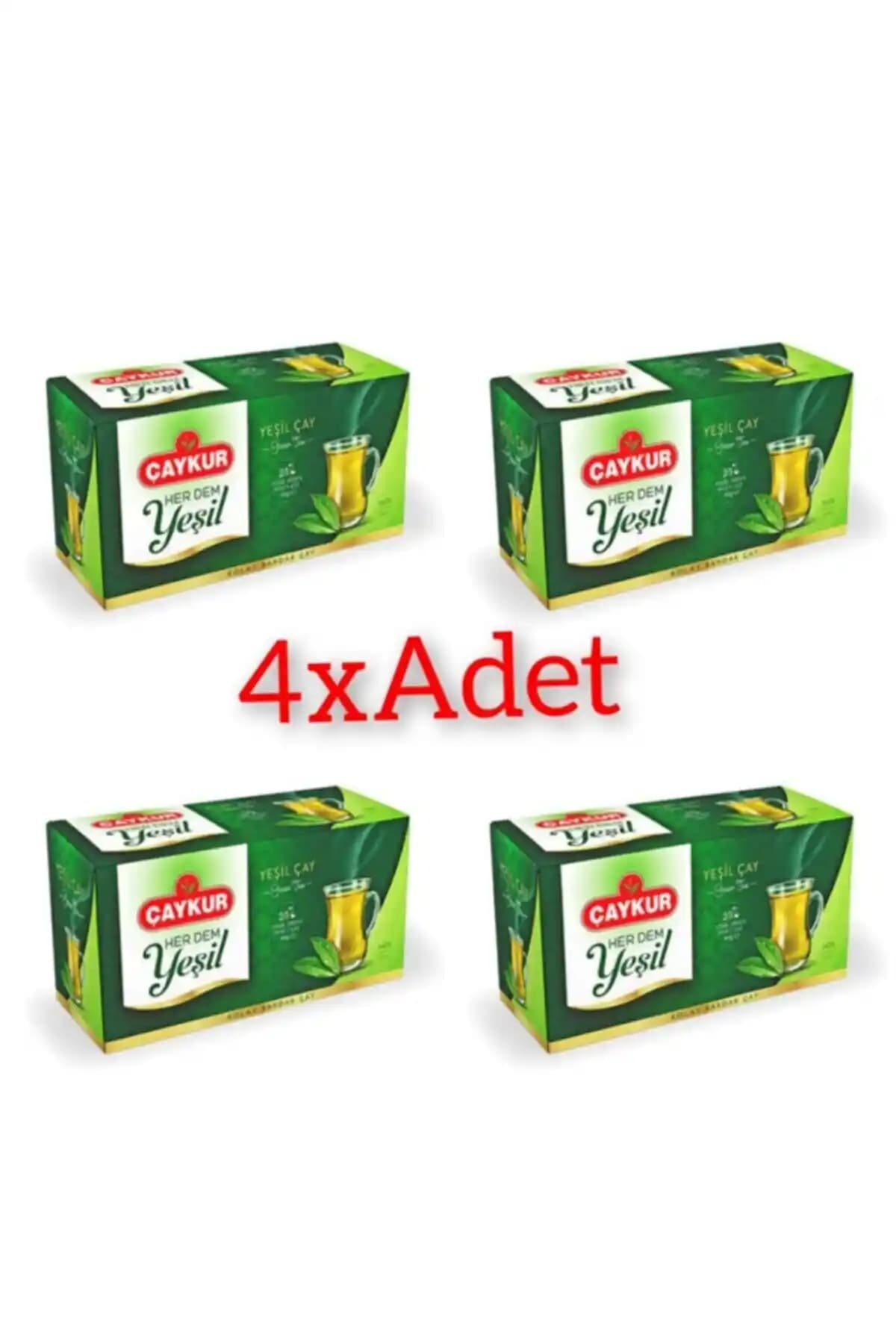 Çaykur 4'lü Yeşil Çay Bardak Poşet 25'li - Doğal ve Hafif Çay Deneyimi