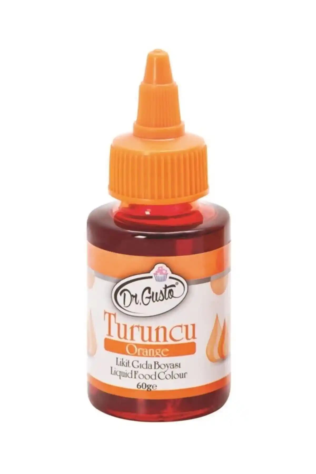 Dr. Gusto Su Bazlı Likit Turuncu 60g Pasta ve Kek Süsleme İçin Canlı Renkli Malzeme