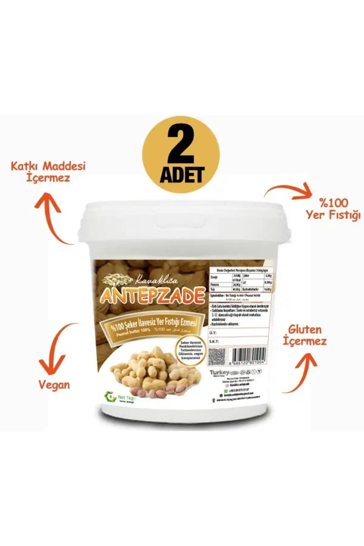 Kavaklıca Antepzade %100 Doğal Yer Fıstığı Ezmesi 2kg Paketle Sağlıklı Atıştırmalık