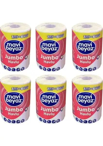 Mavi Beyaz Dev Rulo Jumbo Havlu: Dayanıklı ve Ekonomik Temizlik Çözümü