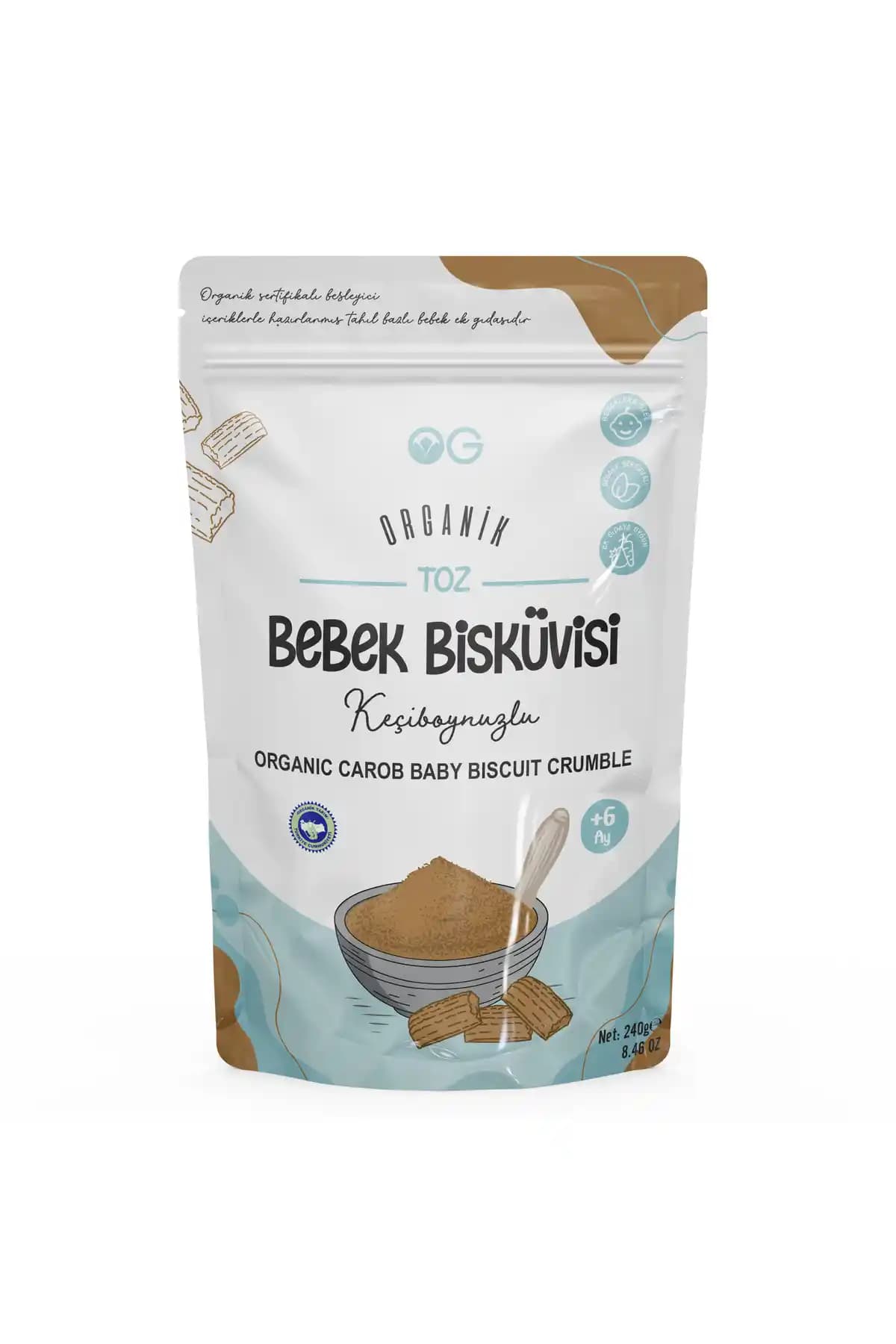 OG Natural Organik Keçiboynuzlu Toz Bebek Bisküvisi Sağlıklı ve Güvenilir Bebek Gıdası