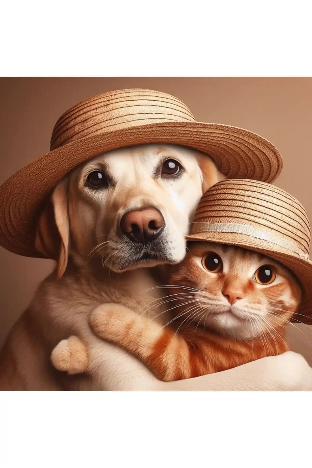 AKTEZ-EL Kediler için Hasır Fötr Şapka: Küçük Beden için Serin ve Şık Aksesuar