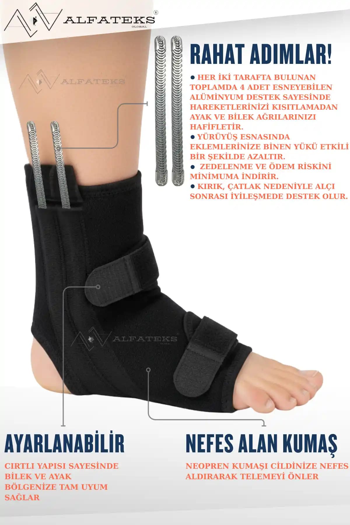 ALFATEKS Bağ Destekli Ayak Bilekliği Bandajı: Sakatlık Önleme ve İyileşmeyi Destekler