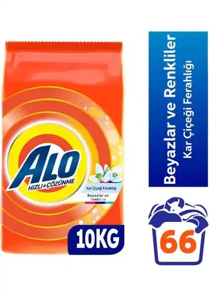 ALO 10 KG Kar Çiçeği Ferahlığı Beyazlar ve Renkliler Hızlı Çözünme Toz Deterjanı