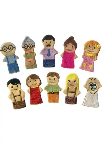 Anki Toys Parmak Kukla Seti İnsanlar 10'lu: Nakışlı Yüzler, Keçe Kuklalar ve Renkli Drama Oyunu