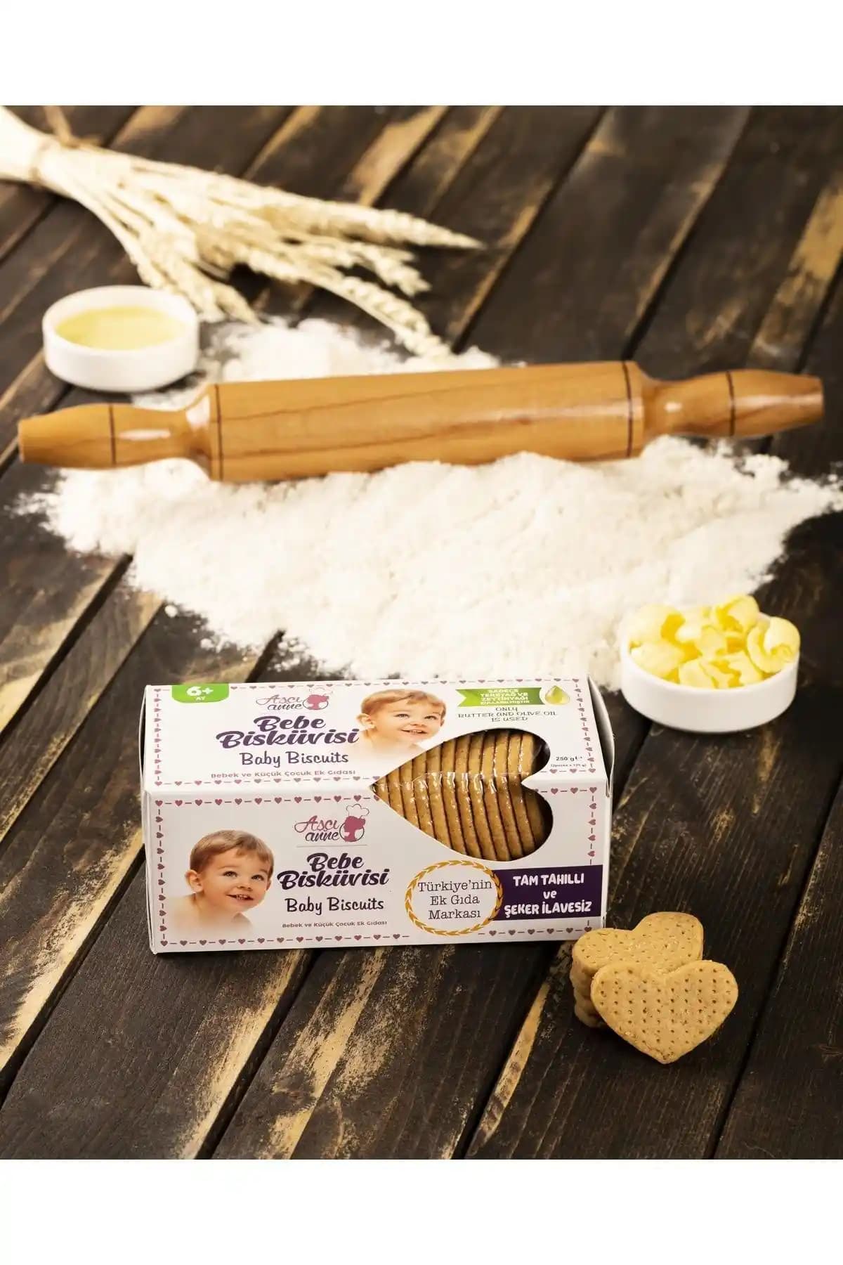 AşçıAnne Zeytinyağlı ve Tereyağlı Bebek Bisküvisi (6+ Ay) – Doğal ve Ev Yapımı