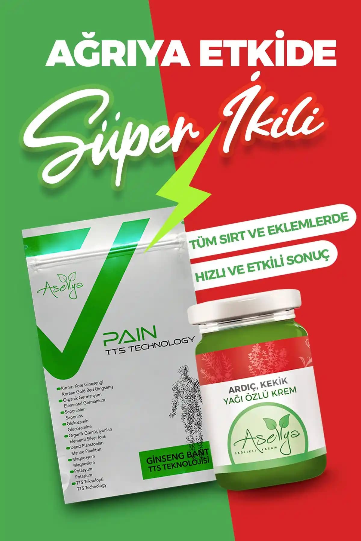 ASELYA Ağrı Yönetim Paketi: Korece Yazılı Ağrı Bandı ve Ardıç-Kekik Yağı Kremi