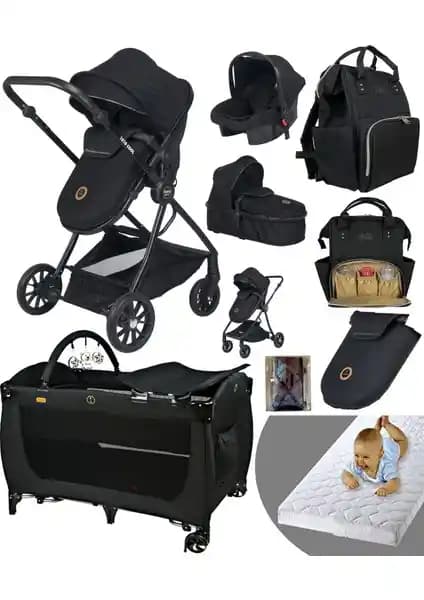 Baby Home 8 in 1: Seyahat Sistemi, Oyun Parkı ve Yatak-Beşik Modülleriyle Yönlü Bebek Seti