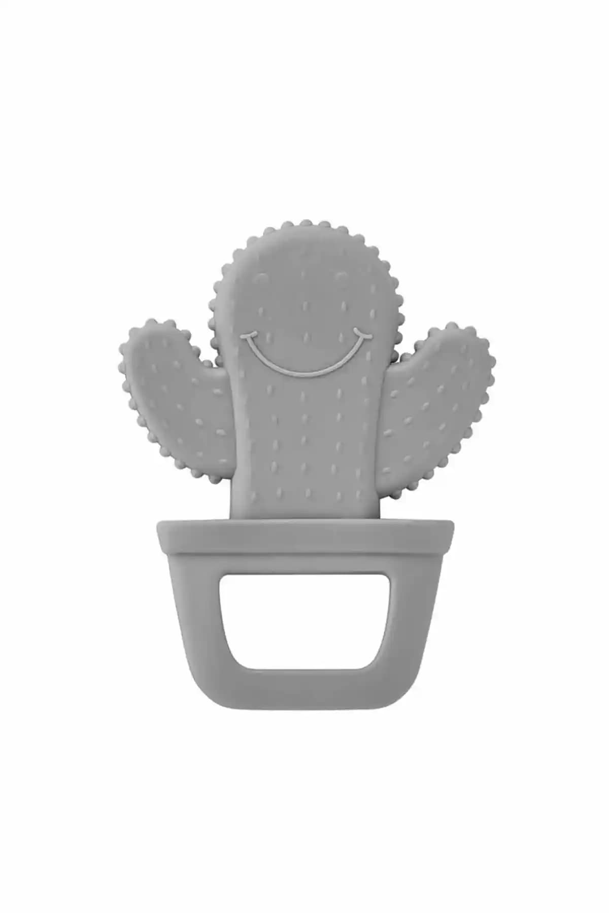 Babyjem Diş Kaşıyıcı Kaktüs 628 Gri: Silikon, 0-1 Yaş için Güvenli ve Kolay Temizlenen