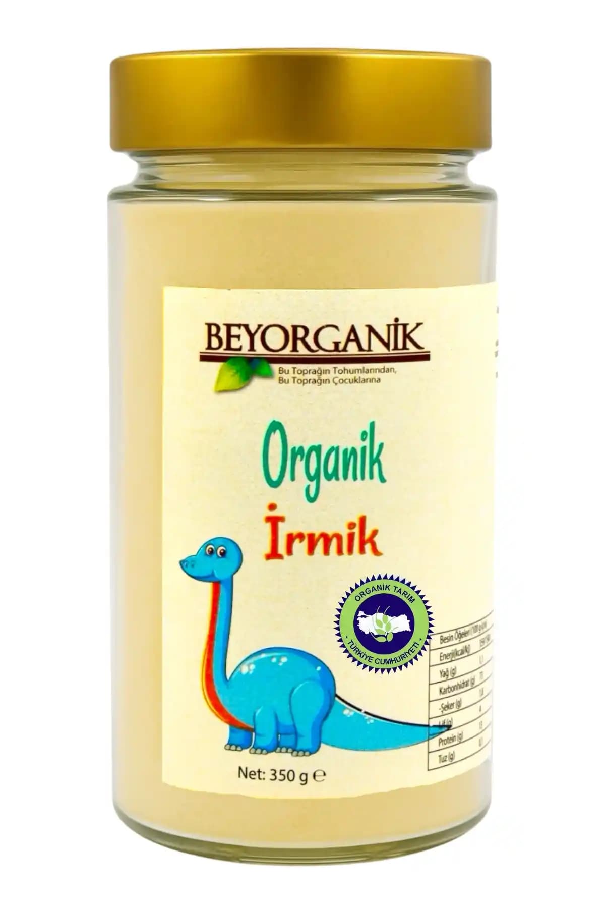 BEYORGANİK Organik İrmik Bebekler İçin 350 g Cam Kavanoz - Pestisit ve Aflatoksin Analizli
