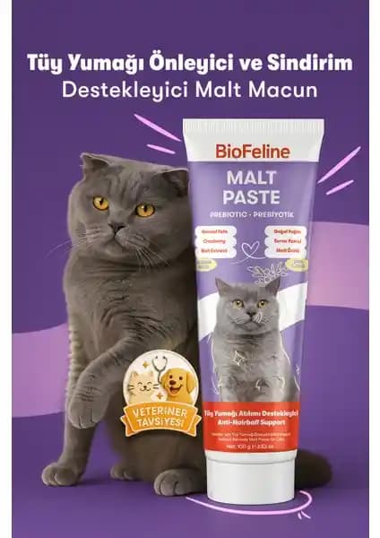 BioFeline Malt Pastası ile Kedilerde Tüy Yumağı ve Sindirim Desteği İçin Doğal Çözüm
