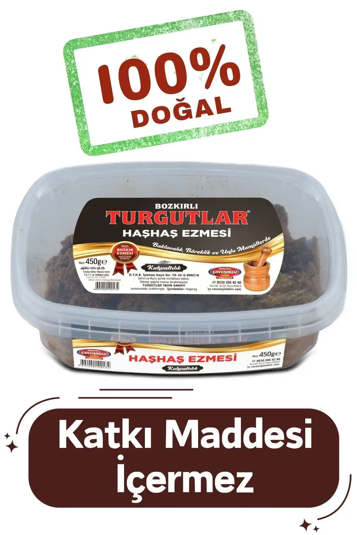 Bozkırlı Çavuşoğlu Haşhaş Ezmesi 450 g: Doğal, Taze ve Çok Yönlü Lezzet Günlük kullanım