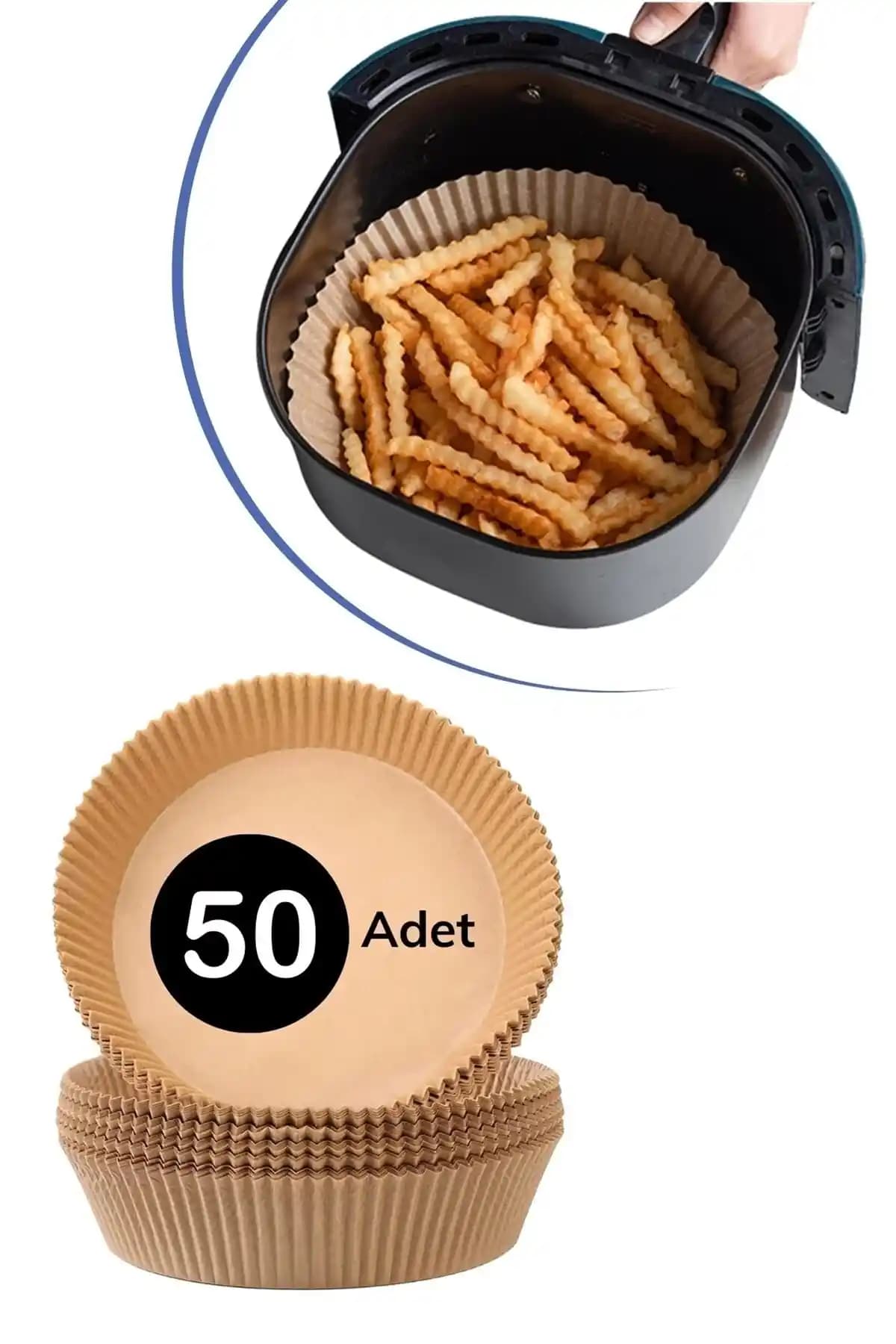 Buffer 50 Adet Air Fryer Pişirme Kağıdı: Tek Kullanımlık, Yağ Geçirmez ve Yapışmaz