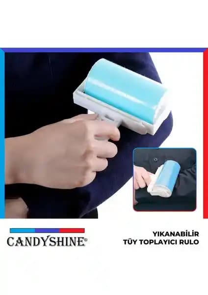 CandyShine Yıkanabilir Kıl Tüy Toz Toplayıcı Yapışkanlı Rulo – Pratik Temizlik İçin