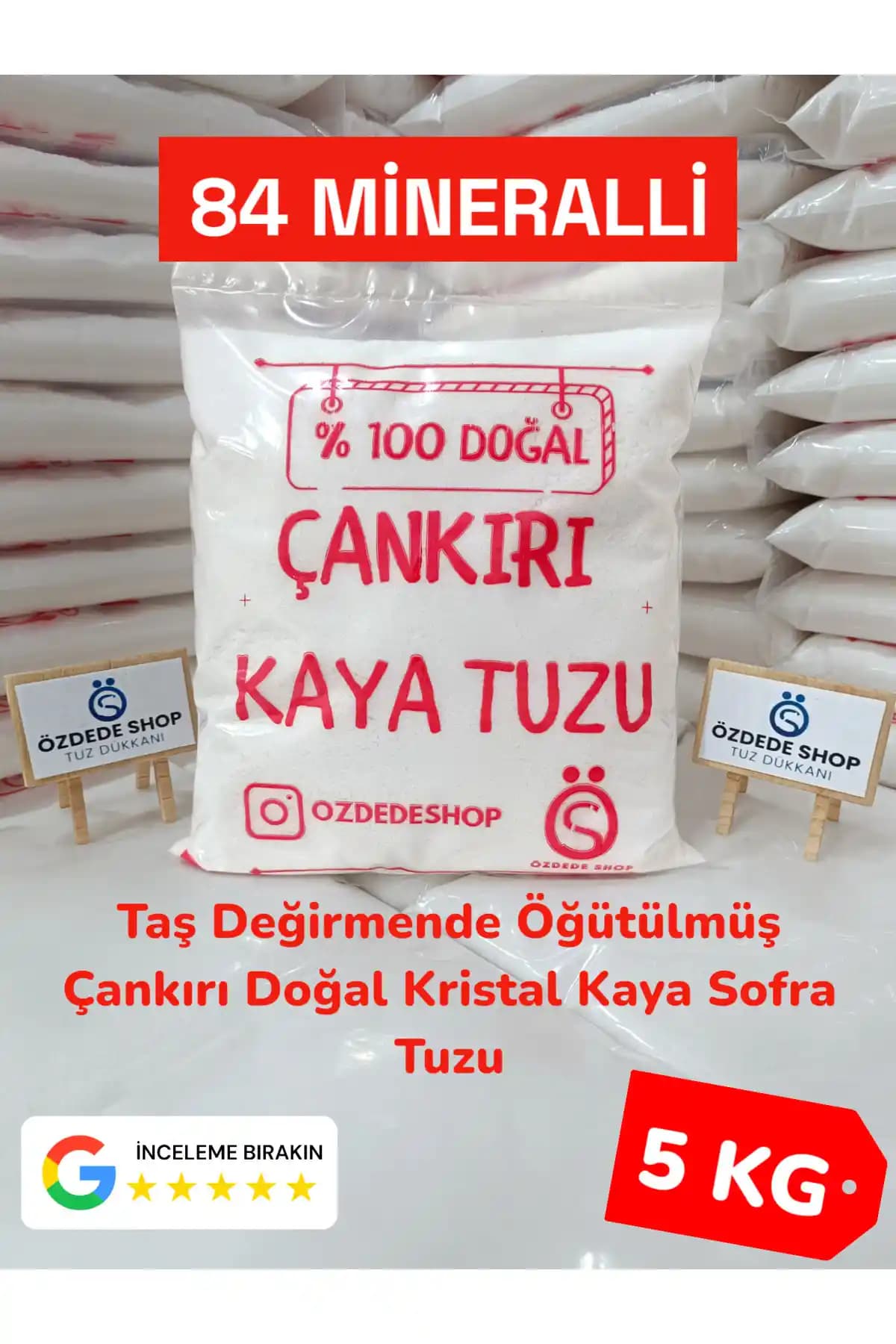 Çankırı Doğal Kristal Kaya Tuzu – Taş Değirmeninde Öğütülmüş, 5 kg Katkısız Ambalaj