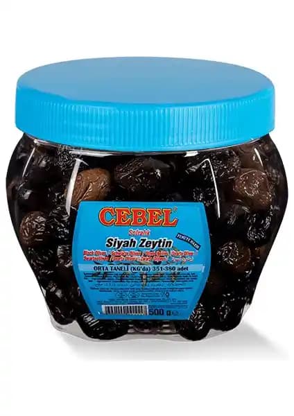 Cebel Siyah Zeytin Orta Taneli – 500 g PET Ambalajı ile Pratik ve Taze Kullanım