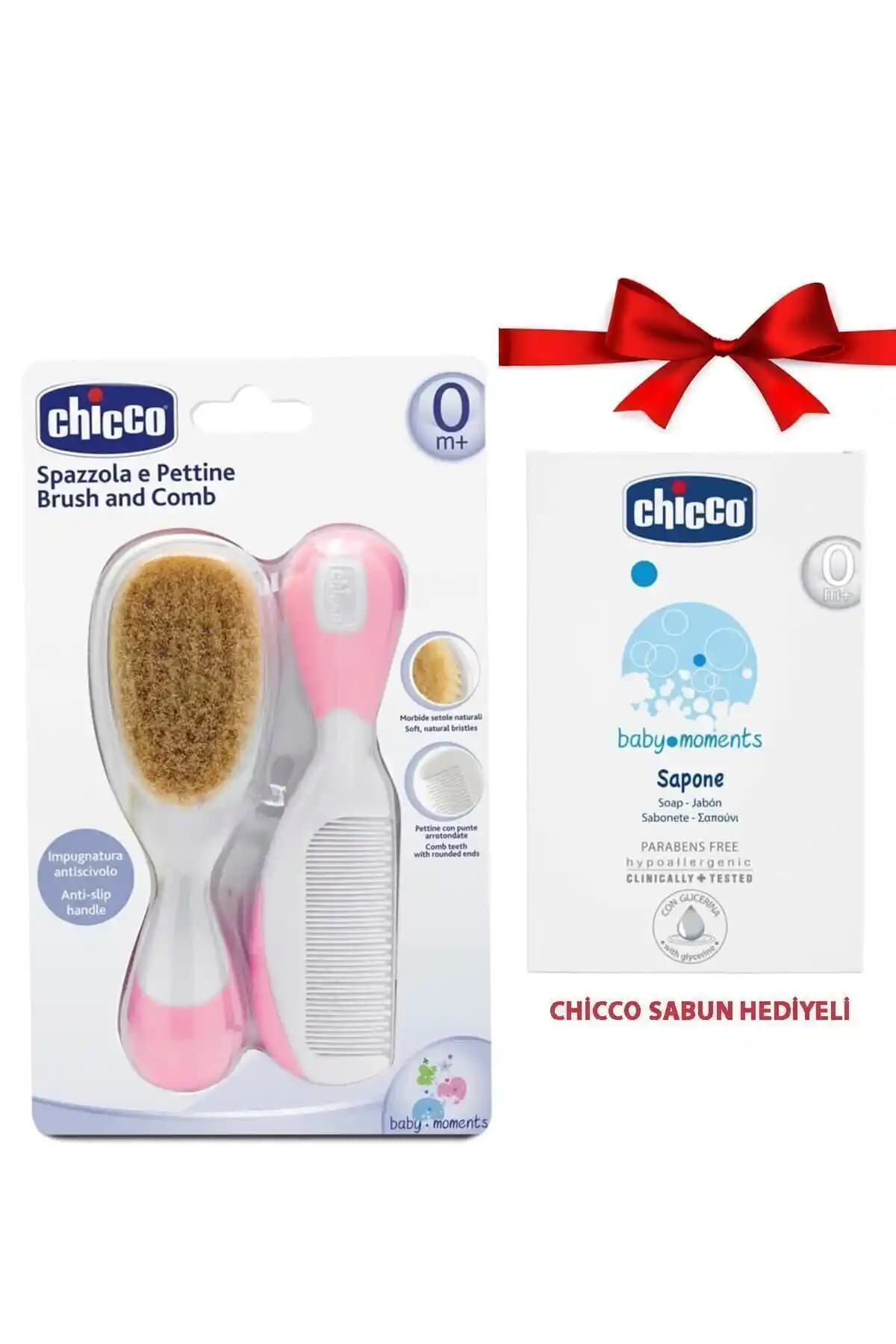 Chicco Bebek Pembe Fırça ve Tarak Seti + Sabun: Nazik ve Güvenli Bebek Saç Bakımı