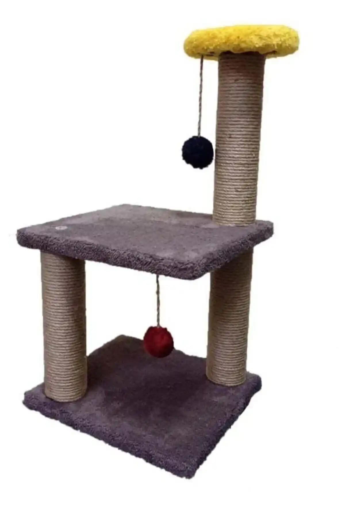 Çok katlı yavru ve yetişkin kediler için tırmalama tahtası Türkiye yapımı gri 29x29x42 cm