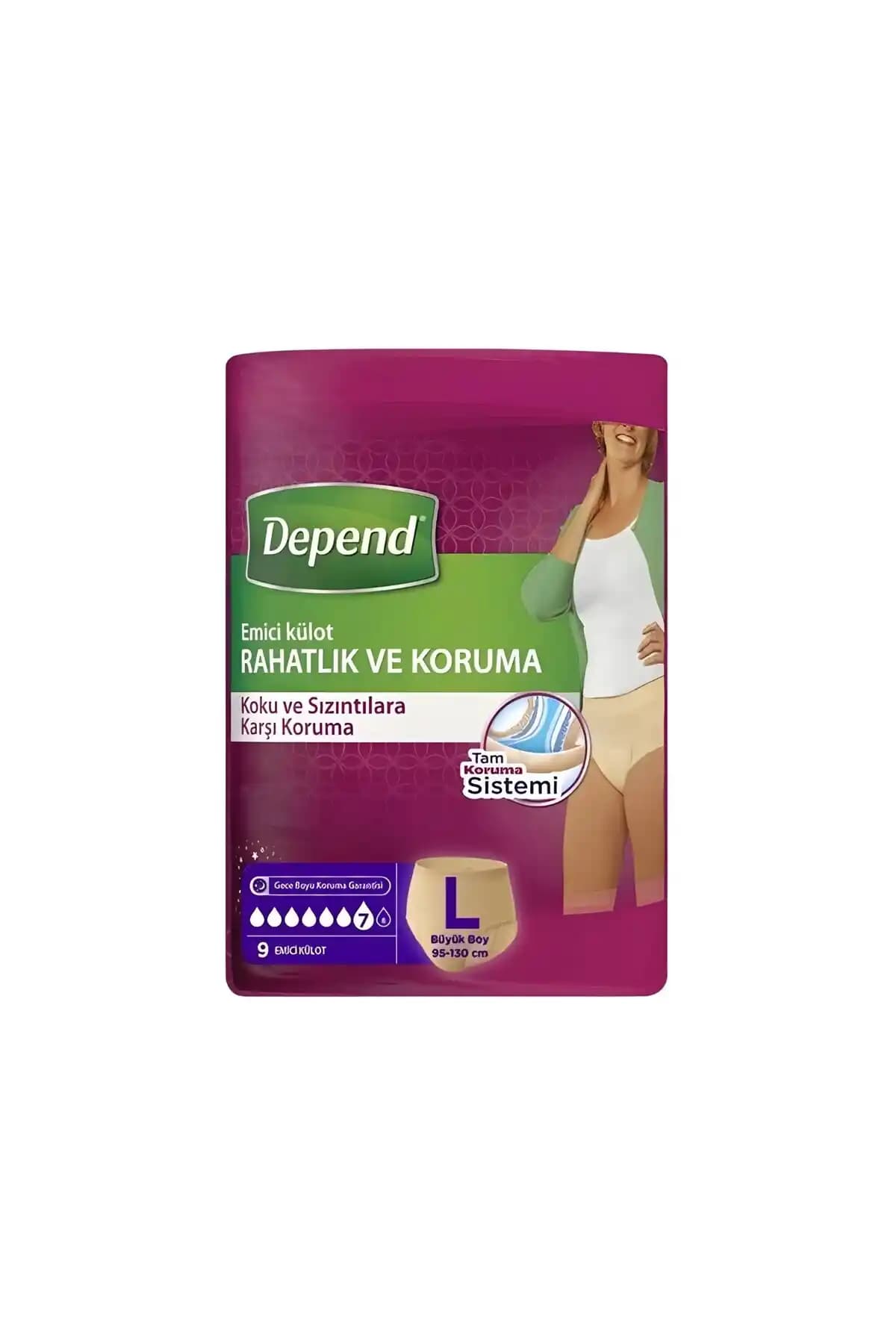 Depend Emici Külot Büyük Boy (42-50 Beden) – 9 Adet Paket, Doğum Sonrası ve Günlük Konfor