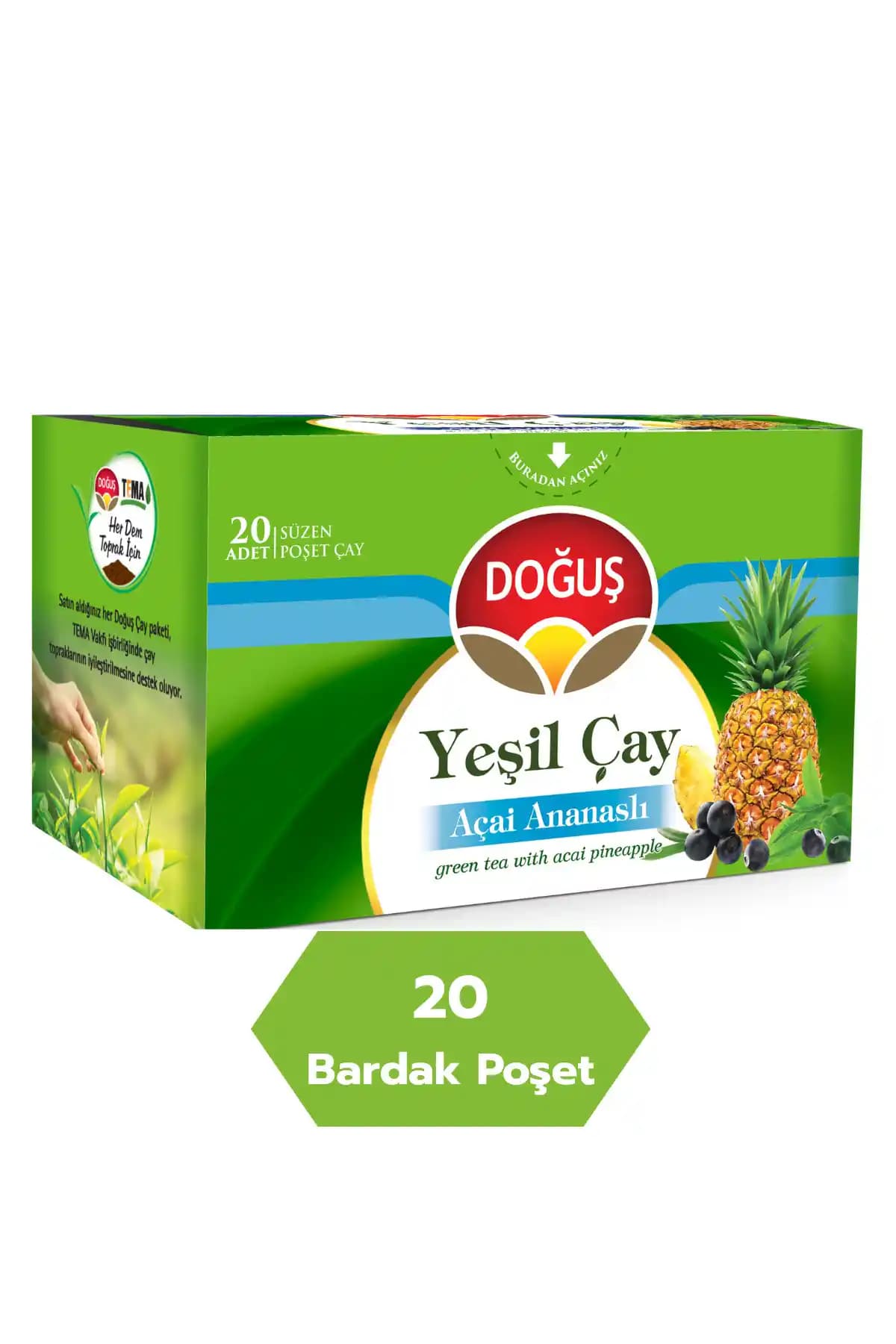 Doğuş Çay Yeşil Çay Açai Ananaslı - 20'li Paket ile Meyveli ve Ferahlatıcı İçim Deneyimi