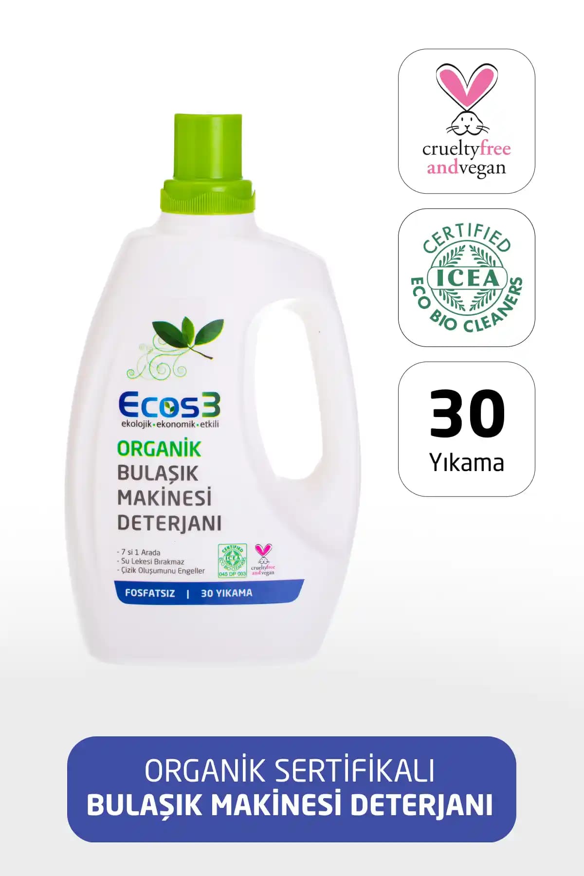 Eco3 Organik Bulaşık Makinesi Deterjanı: Vegan, Fosfat İçermeyen Jel Formülü