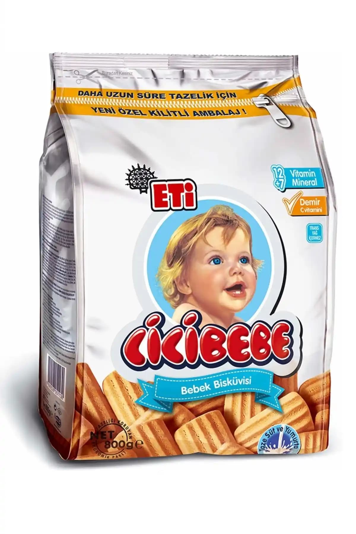 Eti Cicibebe Bisküvi 800 g: 6 ay ve üzeri bebekler için dengeli destekli ek gıda