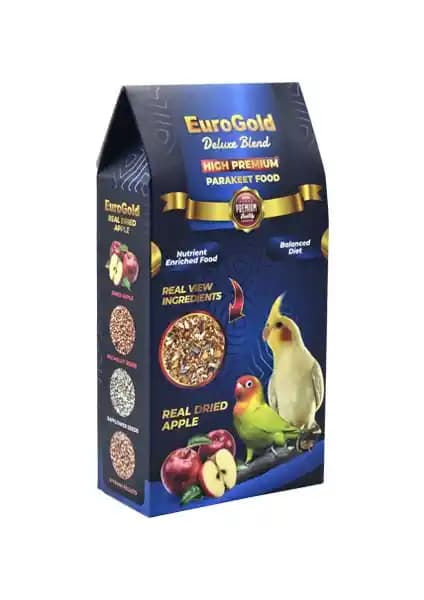 EuroGold Deluxe Blend: Gerçek Elmalı Paraket Yemi – Tüy Sağlığı ve Enerji Desteği
