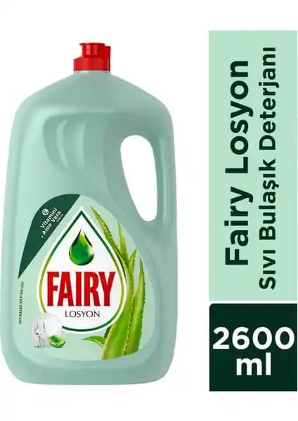 Fairy Losyon Sıvı Bulaşık Deterjanı Aloe Vera 2600 ml: Yağlı Kirleri Etkili Temizler