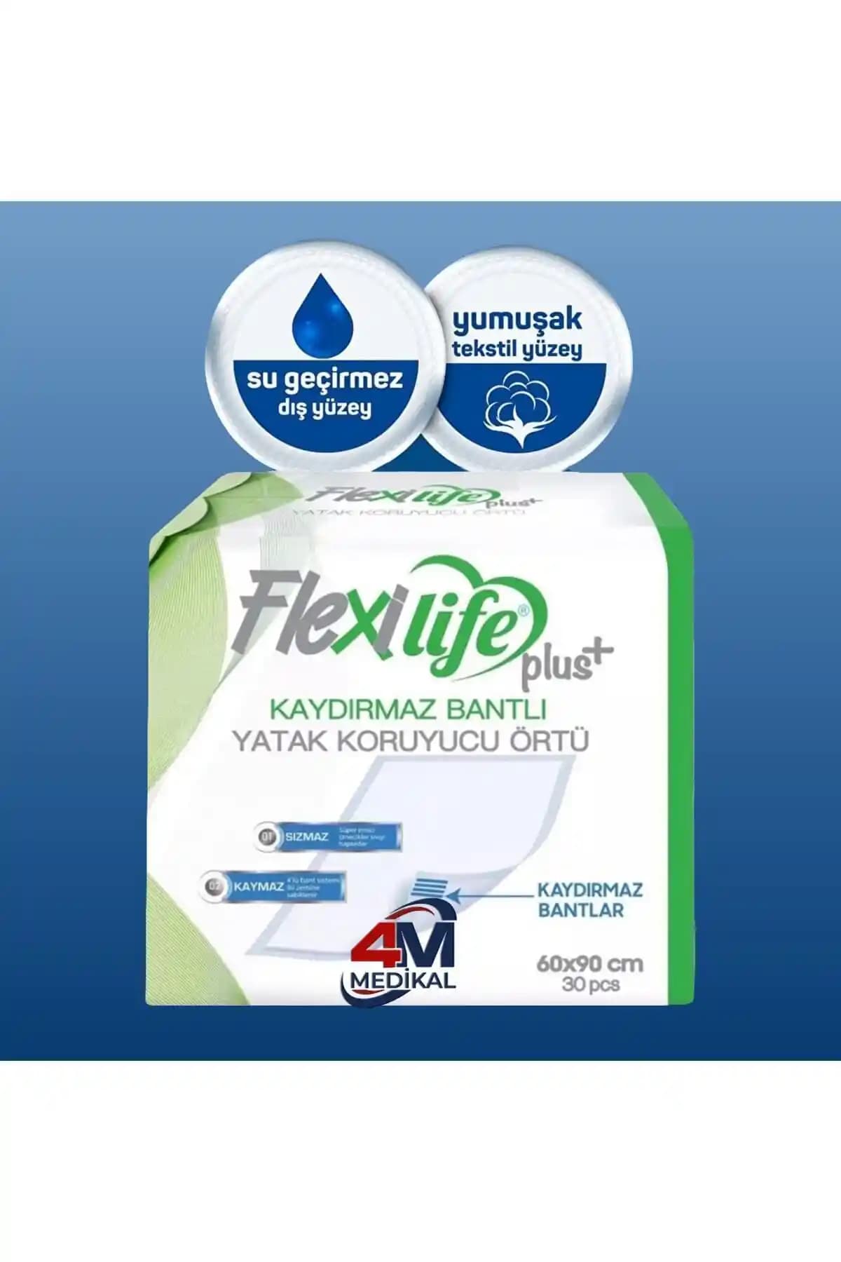 Flexi Life Flexilifeplus Hasta Altı Bezi Kaydırmaz Bantlı Yatak Koruyucu Örtü 60x90 cm