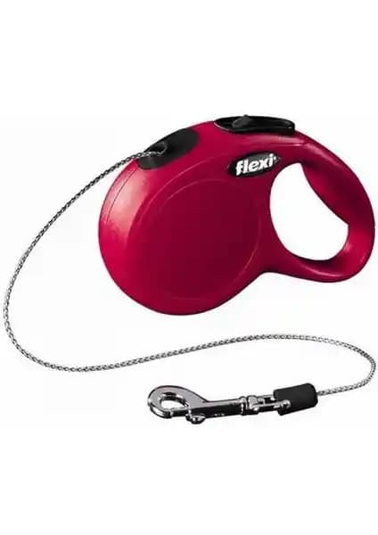 Flexi New Classic Medium 5 Mt İp Kırmızı: Orta Boy Köpekler İçin Ergonomik Otomatik Tasma