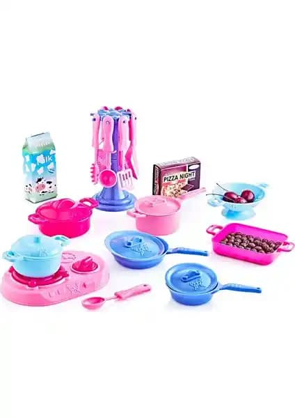 GÜÇLÜ 2351 Büyük Yemek Seti Sırt Çantalı: Evcilik ve Mutfak Oyunlarında Taşıma Kolaylığı