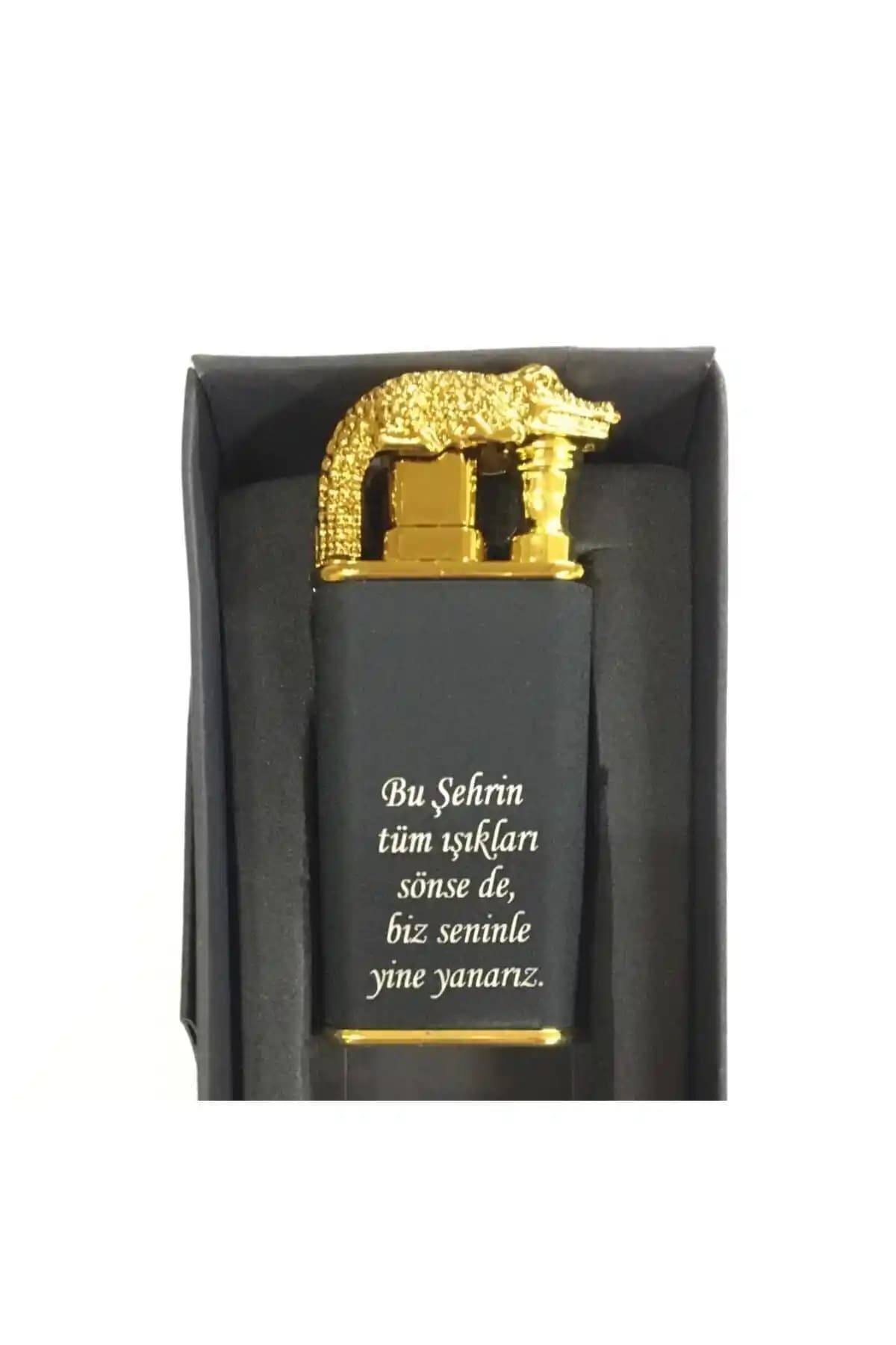 Gülay AVM Gly-500 Kişiye Özel İsim Baskılı Timsah Figürlü Çift Alev Metal Çakmak