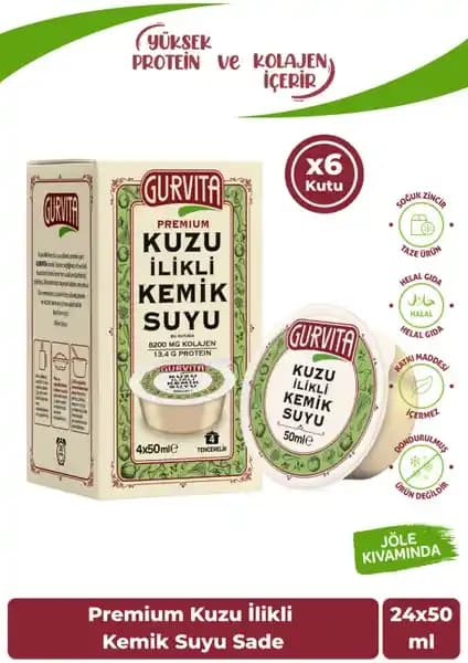 Gurvita Kuzu Ilikli Kemik Suyu: Jel Kıvamında Doğal Kolajen İçeren Besin Suyu