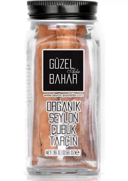 Güzel Ada Gıda Organik Seylon Çubuk Tarçını 16 g - Düşük Kumarinli ve Kamaros Cam Kavanozla
