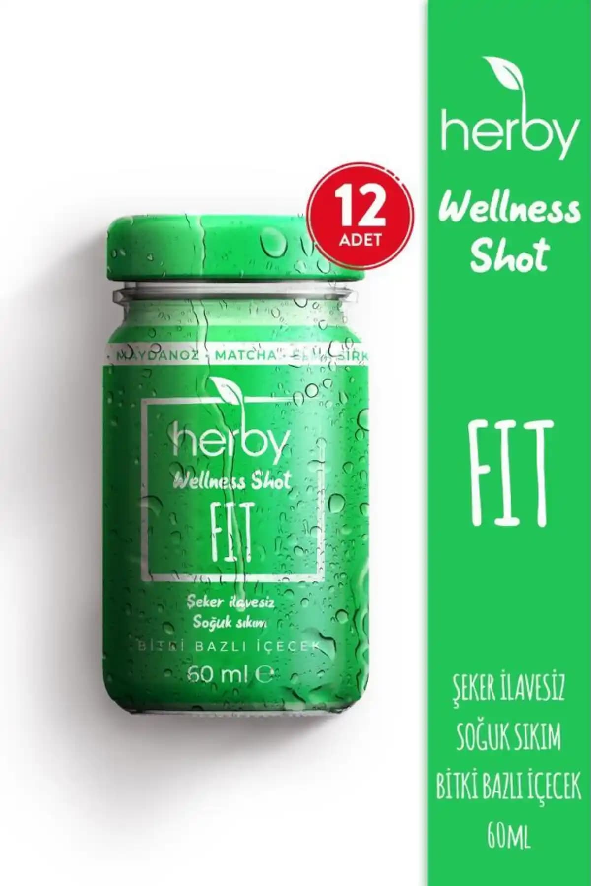Herby Fit Matcha Shot: Bitki Bazlı Şekersiz 12'li Cam Şişe – Enerji ve Odak İçin Destek