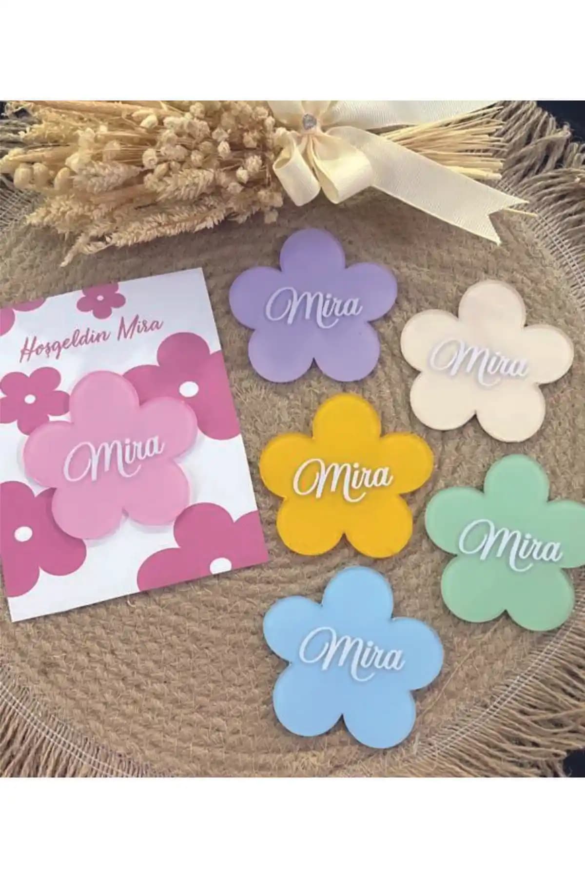İsimli Pleksi Bebek Magnetleri Seti: Jelatin Kaplı, 10 Adet Çift Renkli Hediyelik