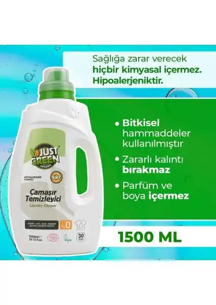 Just Green Organic Bitkisel Çamaşır Deterjanı: Doğal güç ve hassas cilt dostu temizlik