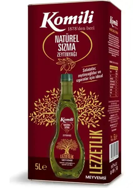 Komili Sızma Zeytinyağı 5 L: Ege kökenli doğal lezzet, dengeli asitlik ve güvenilir kalite