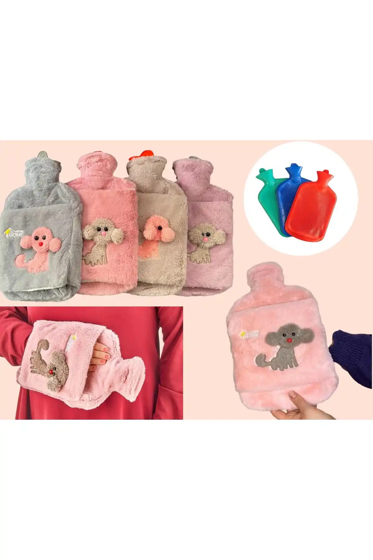 Küçük EW Peluş Kılıflı Köpek Yüz İfadesi Simgeli 2 Litre Sıcak Su Torbası - Dayanıklı