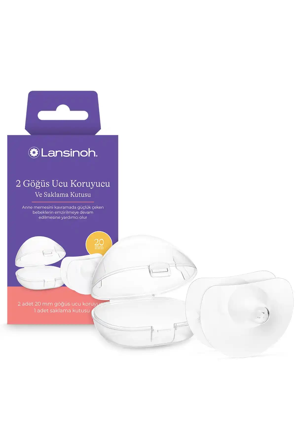 LANSINOH Göğüs Ucu Koruyucu 20mm: İnce Silikon Desteğiyle Emzirmeyi Kolaylaştırır