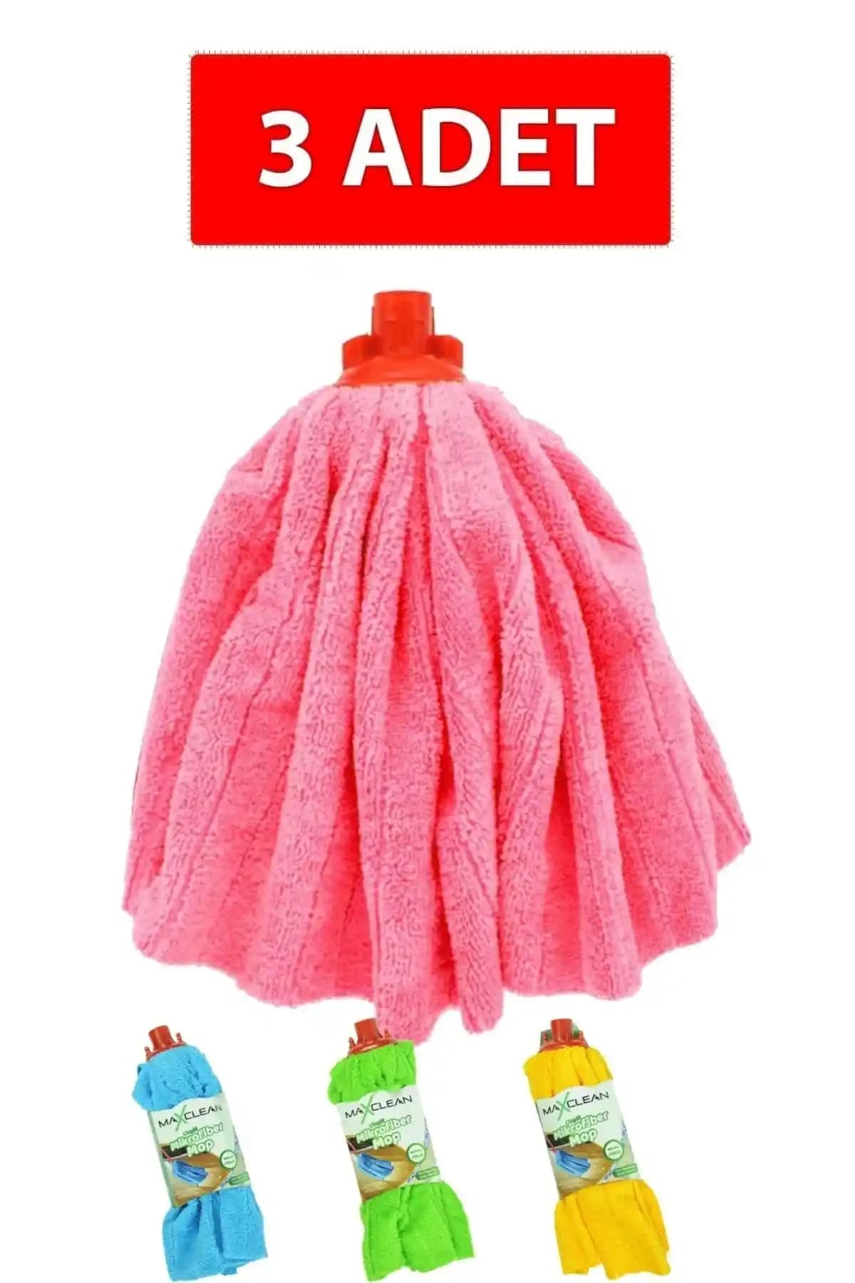 MaxClean Mikrofiber Mop Başlıkları 3'lü Yedek Paspas Ucu Seti 45x70 cm Türkiye Menşeli