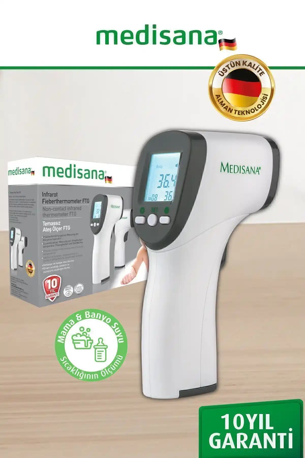 Medisana Temassız Kızılötesi Alından Uzaktan Ateş Ölçer: 10 Yıl Garantili Ev Tipi Kullanım