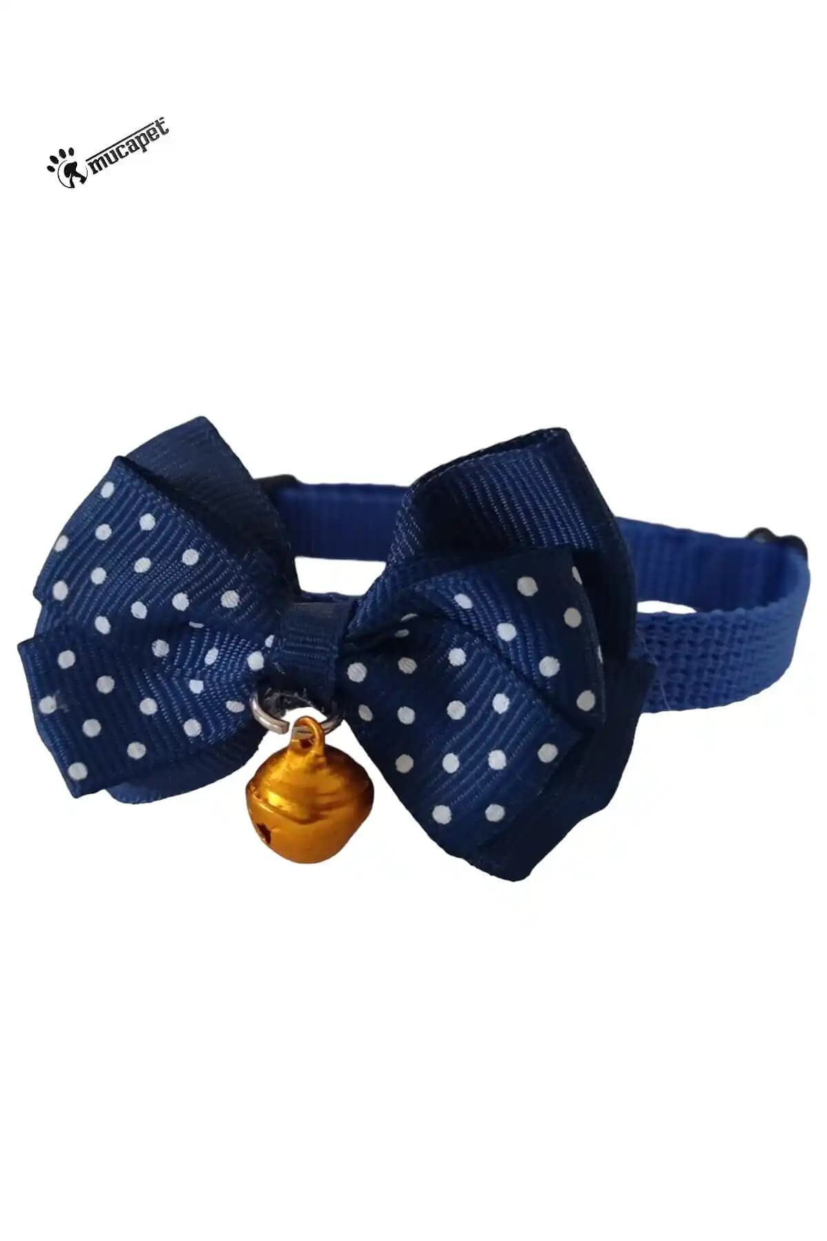 MUCAPET Papyonlu Kedi Boyun Tasması No:60 – Lacivert Desenli, 18–27 cm Ayarlanabilir