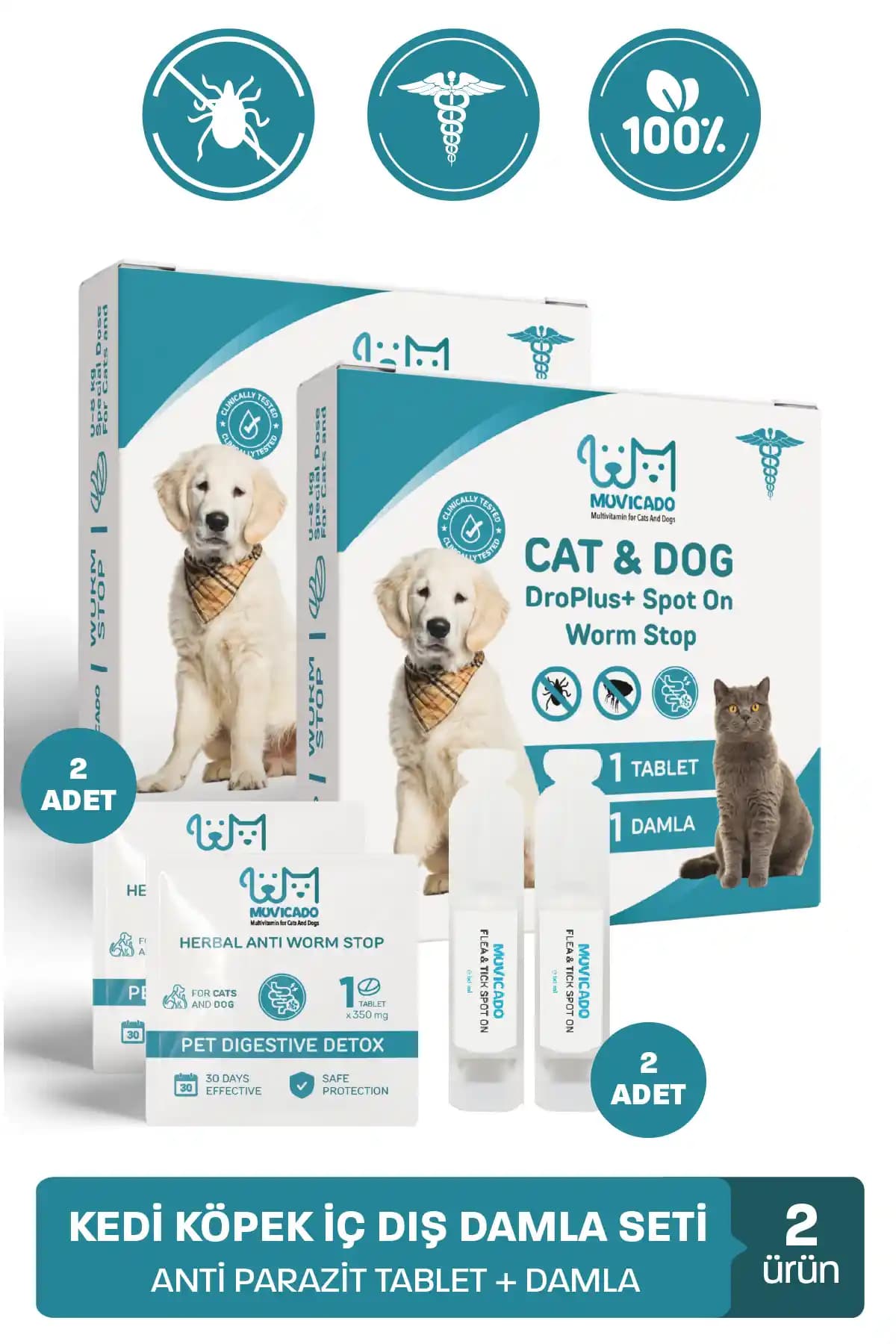 Muvicado İç-Dış Parazit Damlası: Kediler ve Köpekler için Güvenli Pire ve Kene Önleyici
