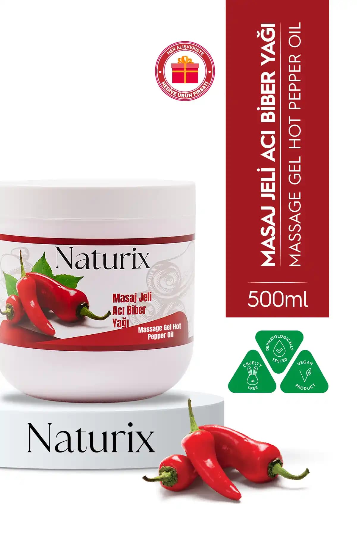 Naturix Paprika & Chili Masaj Jeli: Bitkisel, Isıtıcı Etkili, Vegan ve Cilt Dostu