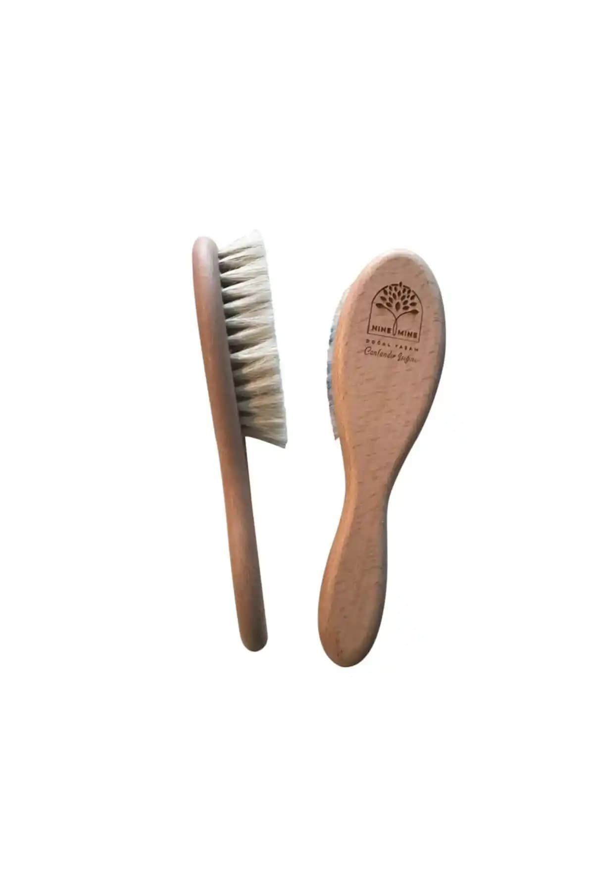 Nine&Mine Doğal Yaşam: Doğal Keçi Kılı Bebek Fırçası ile Nazik Tarama ve Çok Amaçlı Masaj