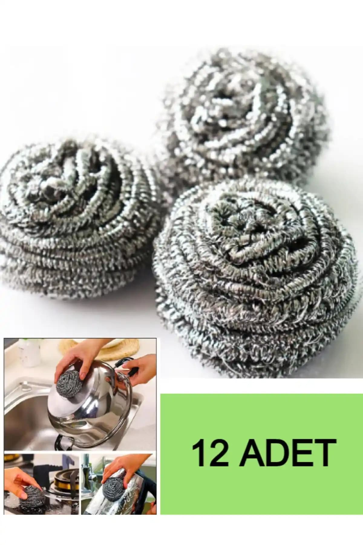 Nistabolje 12 Adet Standart Bulaşık Teli Ovma Teli Ekonomik Dayanıklı Mutfak Temizliği
