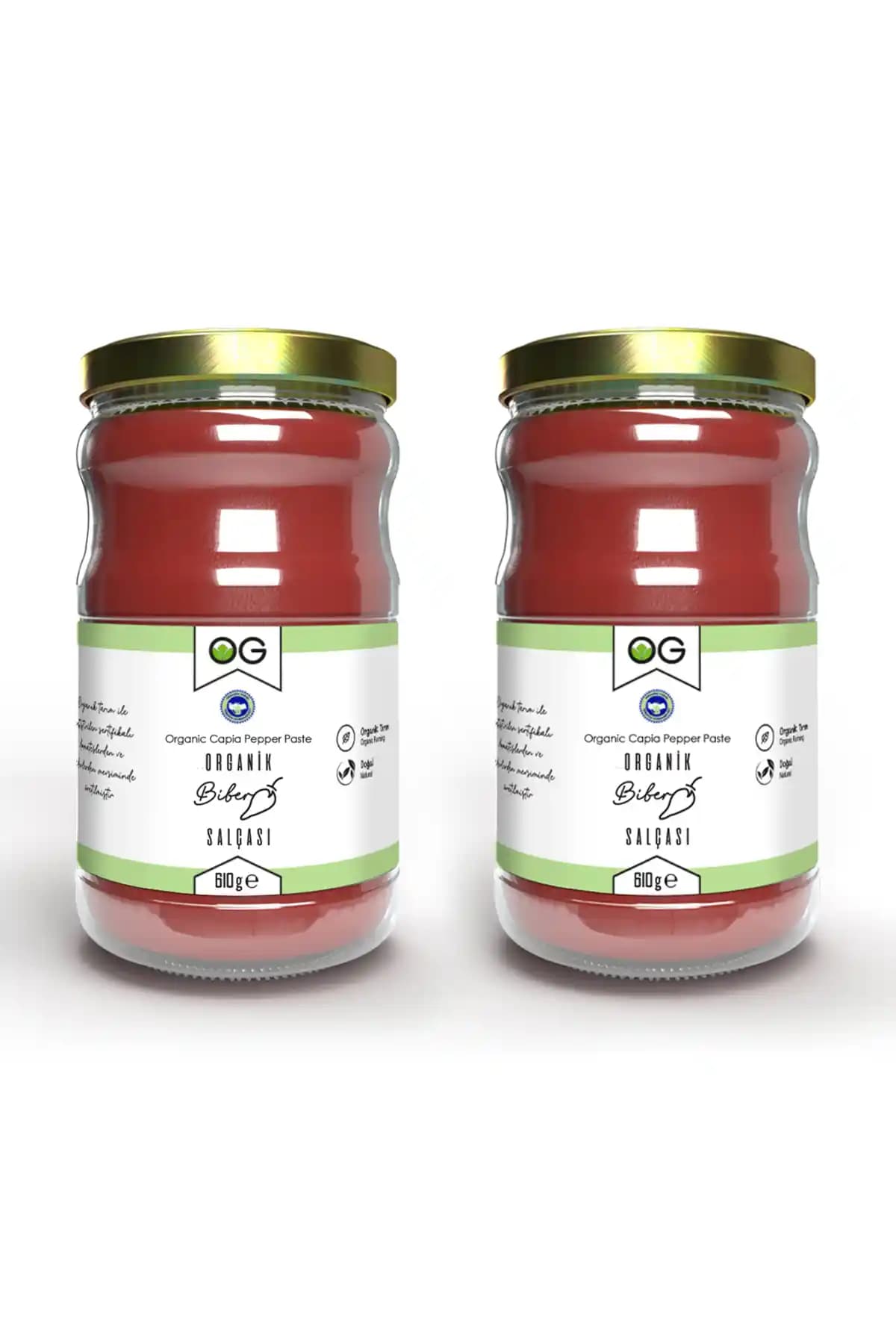 OG natural 2 Adet Organik Sertifikalı Biber Salçası 610 g Kapya Biber Aromalı