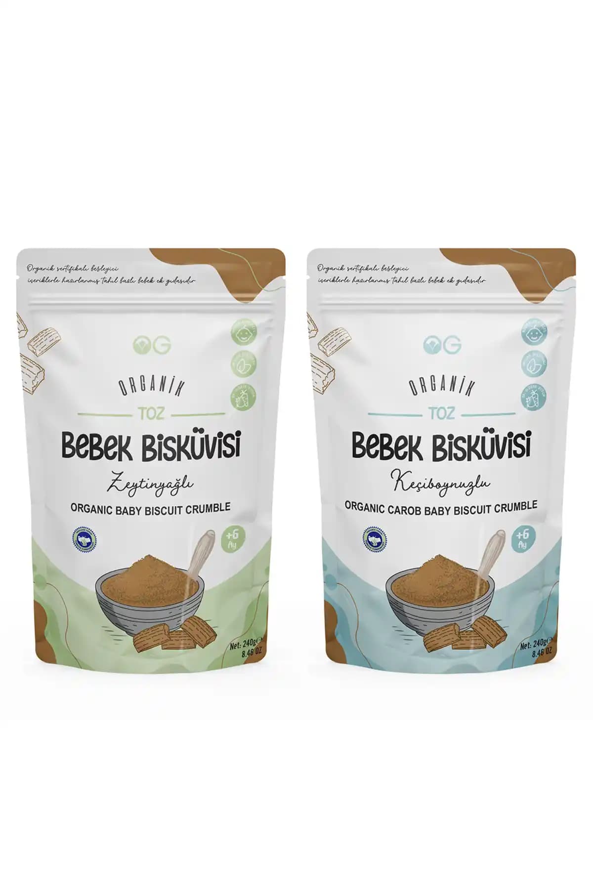 OG Organik Keçiboynuzlu Zeytinyağlı Bisküvi Tozu Seti – 6 Ay ve Üzeri Bebekler İçin