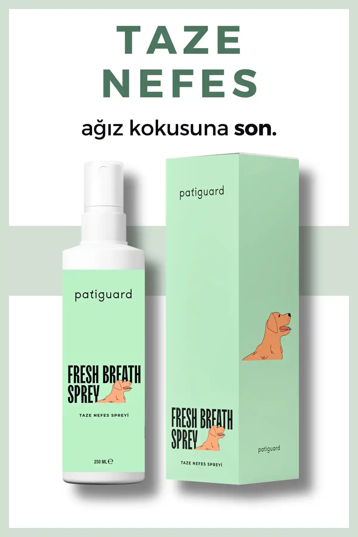 Patiguard Taze Nefes Spreyi 250ML: Kediler ve Köpekler İçin Ağız Hijyeni ve Ferahlık